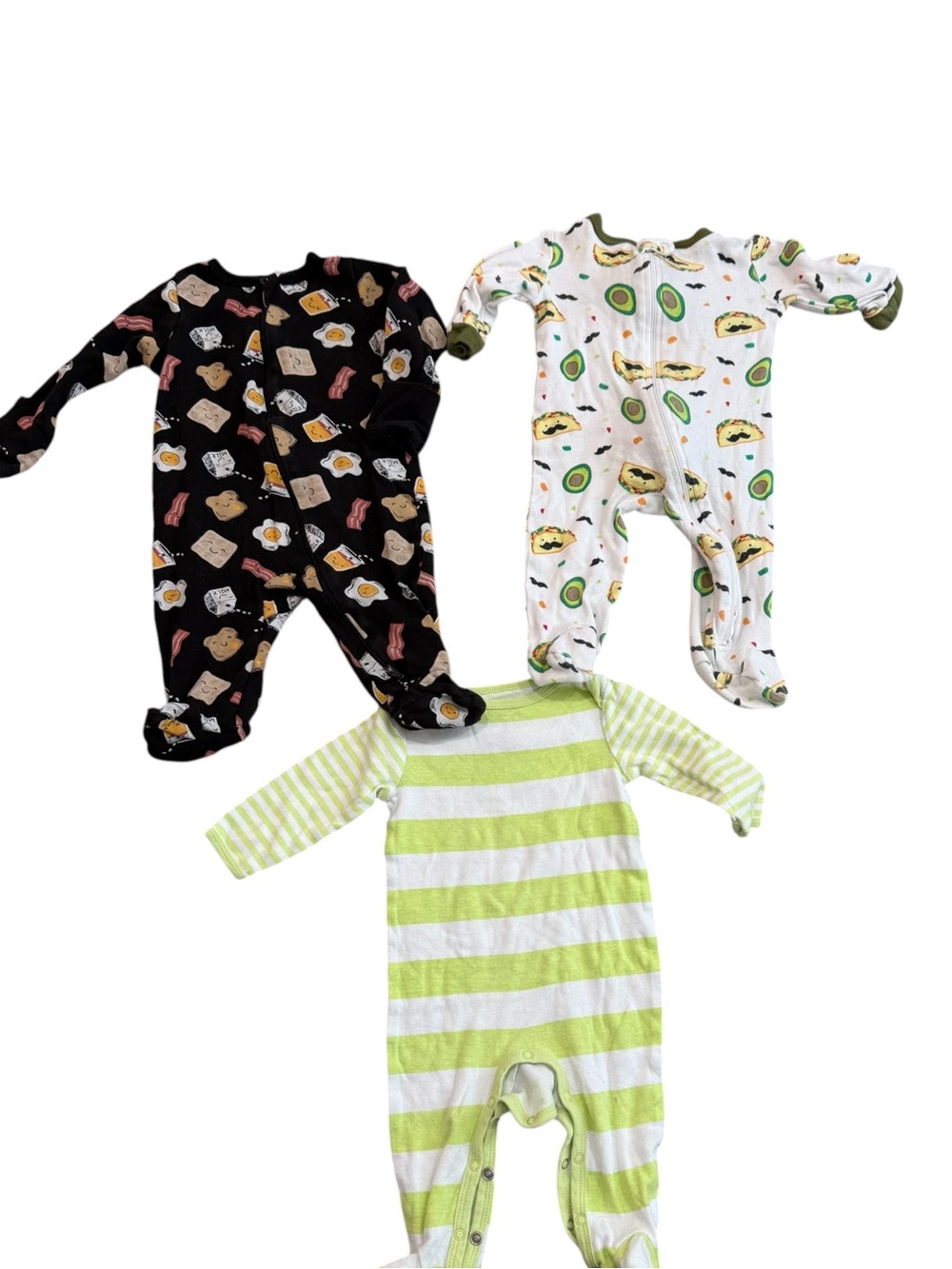 3pc Baby Boy Gender Neutral Footed Sleeper Bundle Breakfast Taco 3-6M